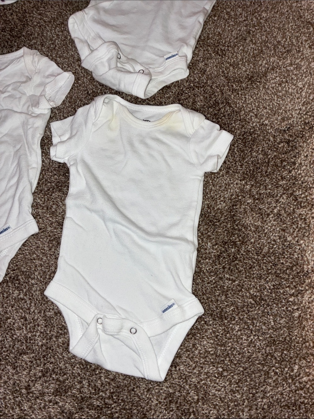 Gerber Plain White Short-Sleeve Baby One-Piece Onesies